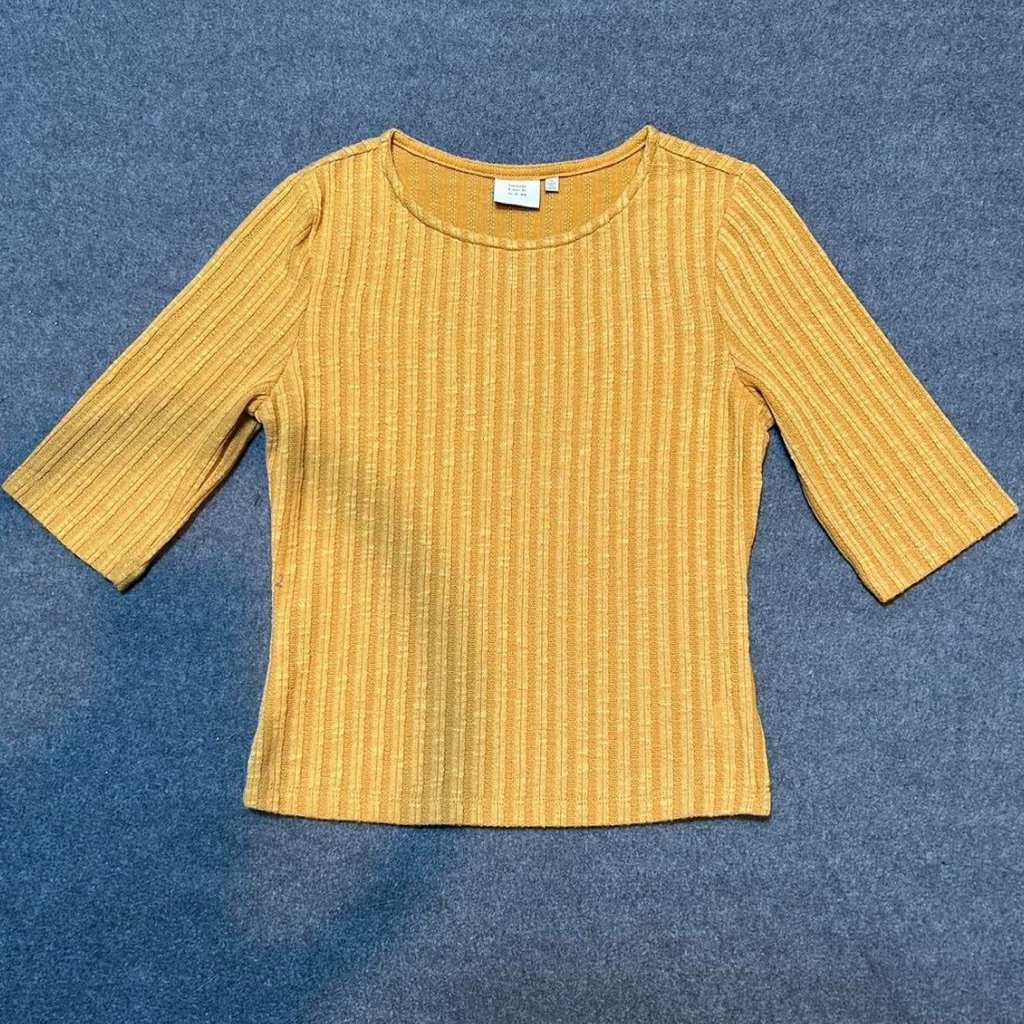 Yellow Ribbed Shortsleeve